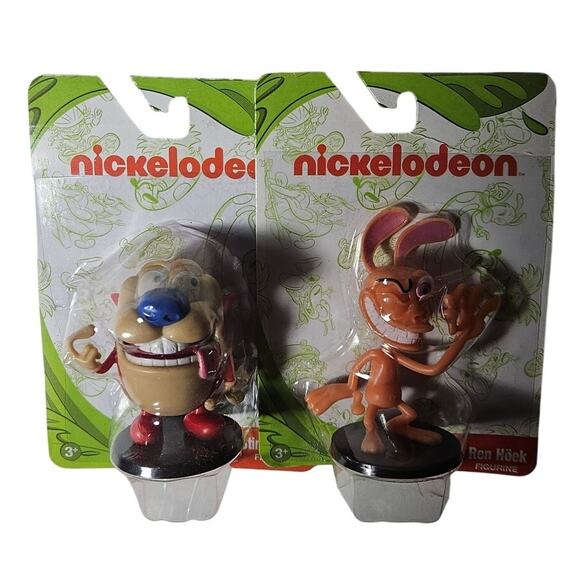(2) Nickelodeon Figurines Stimpy J. Cat and Ren Hoek - Picture 1 of 1